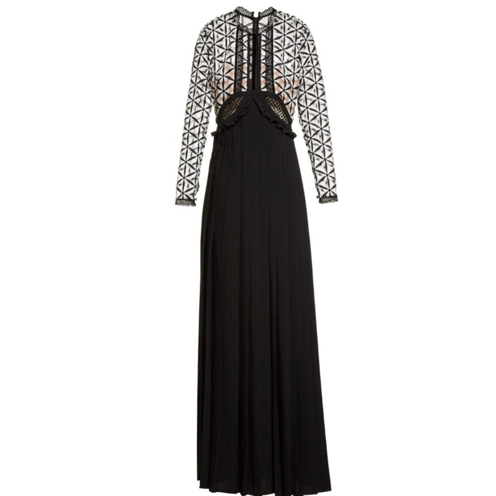 Self-portrait Guipure Waist Cutout Maxi Dress